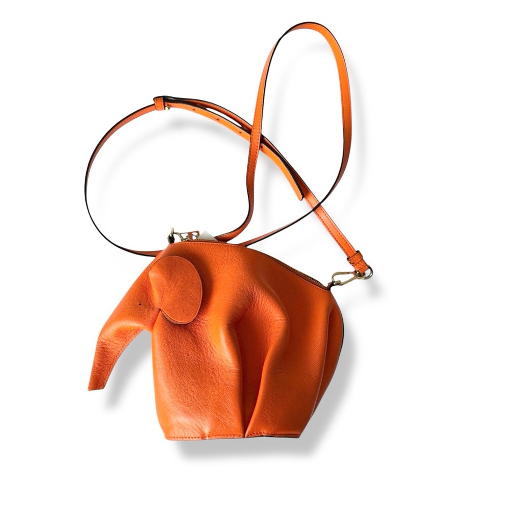 Mini Elephant Calfskin / Leather Crossbody Shoulder Bag in VIVID ORANGE - Picture 4 of 14